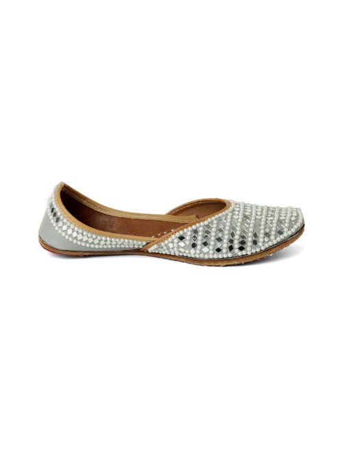 Nazara Grey mirror embellished jutti for women - Image 4