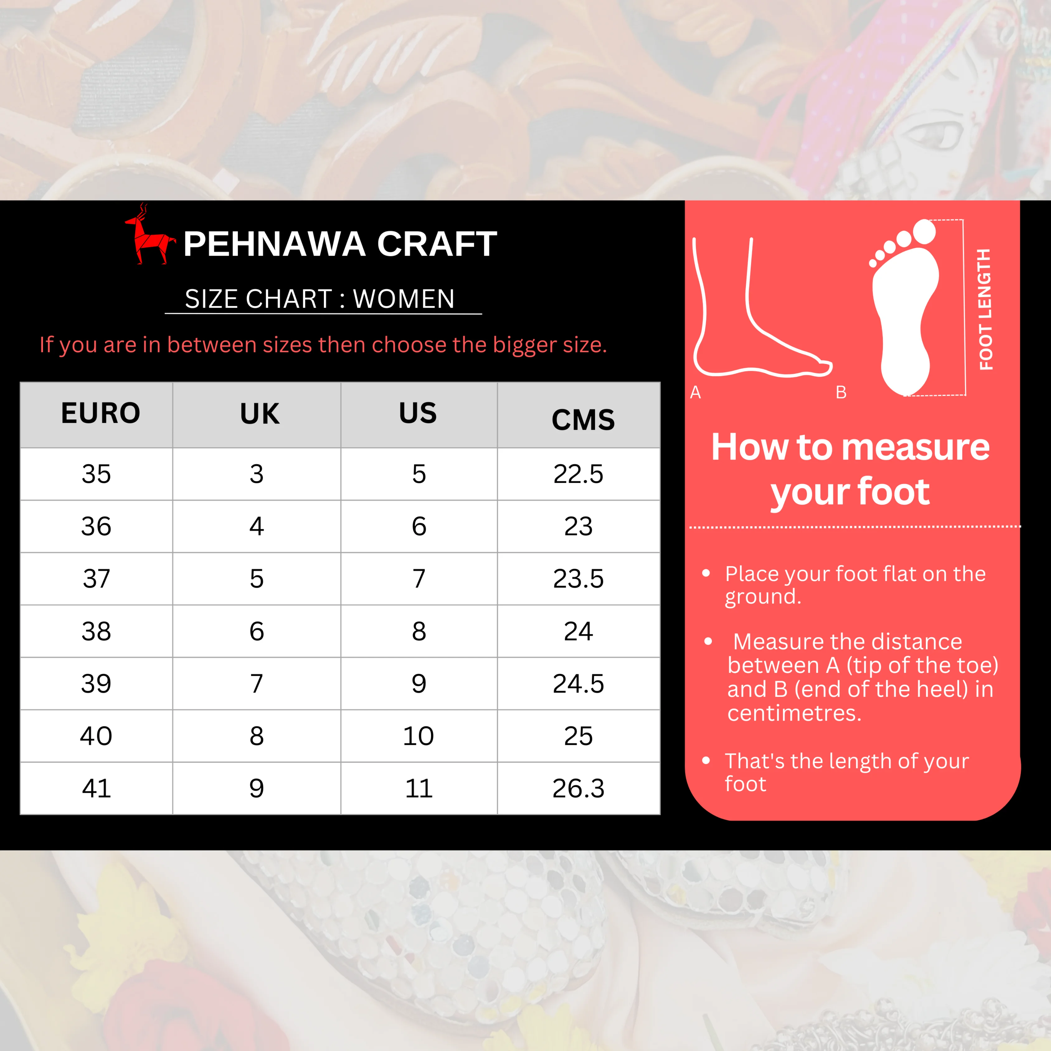 Size chart PehnawaCraft