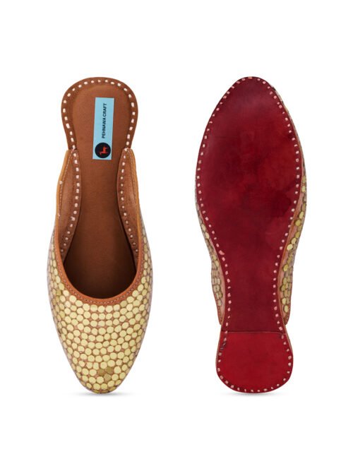 Diva Golden Mirror Mule | Half open gold jutti - Image 2