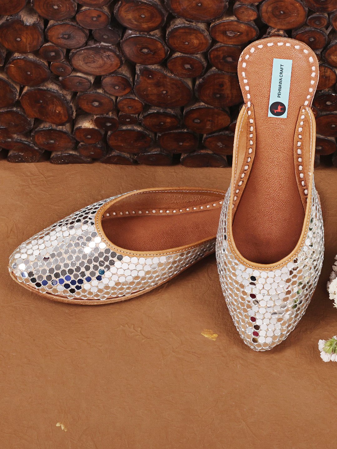 Diva Mirror Jutti (Pointed & Back Open) | Mirror Mule for women
