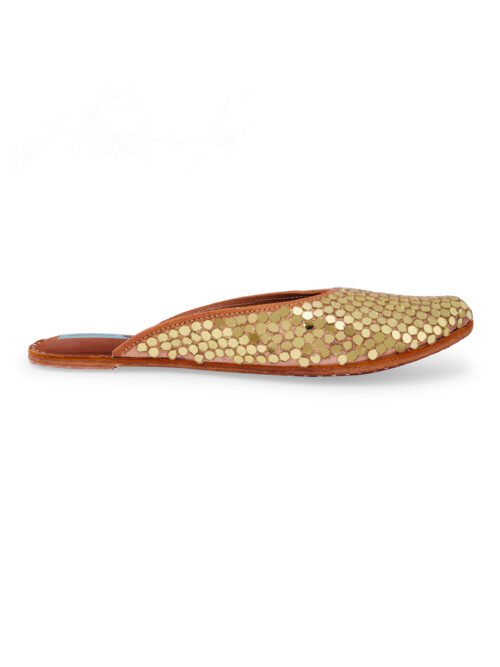 Diva Golden Mirror Mule | Half open gold jutti - Image 3