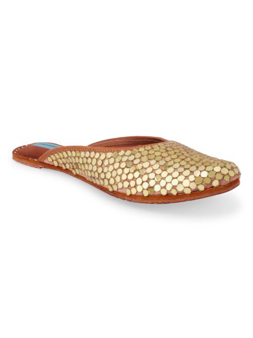 Diva Golden Mirror Mule | Half open gold jutti - Image 4