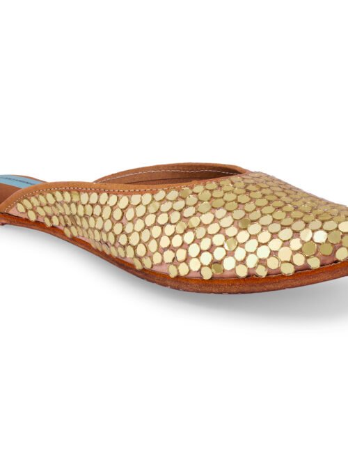 Diva Golden Mirror Mule | Half open gold jutti - Image 6