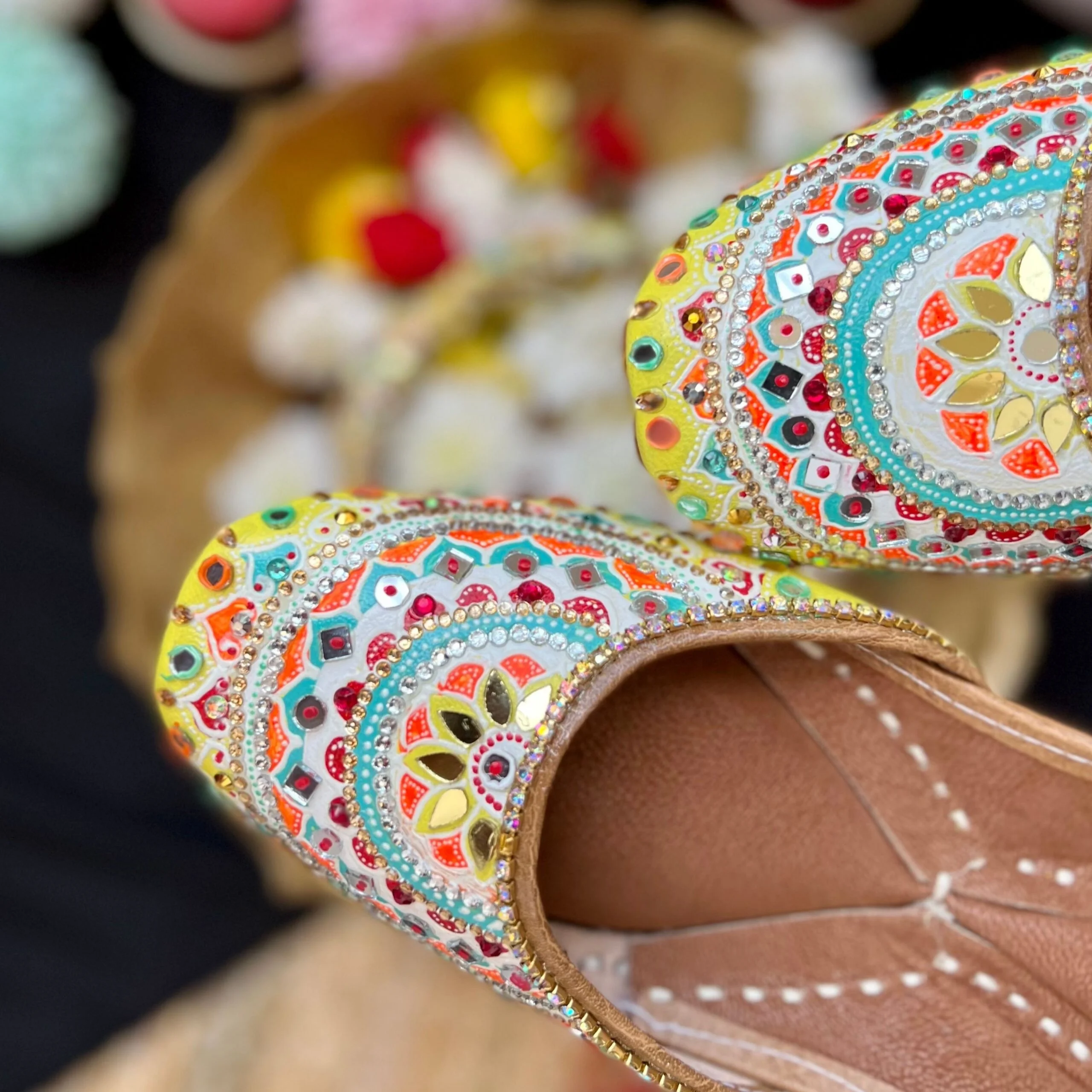 Dilkash Mandala Punjabi Jutti for Women Muliticolor | Yellow Bridal Soft Leather Ethnic Juttis