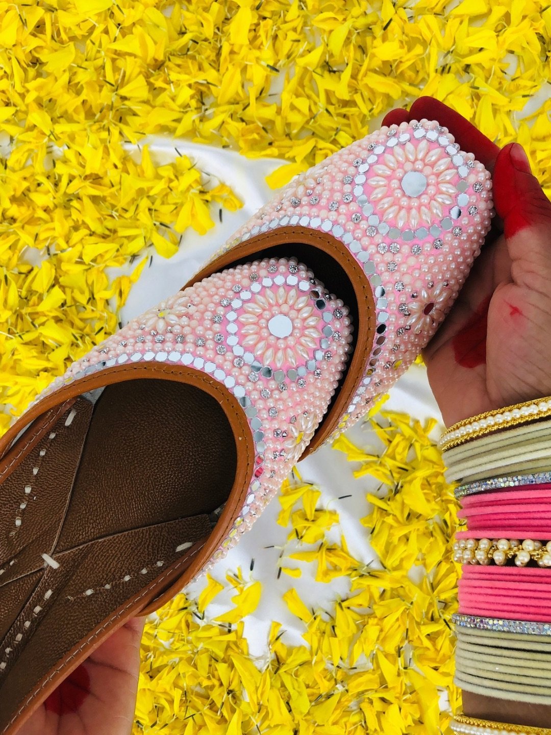 PehnawaCraft Pearl Pink Jutti for Women