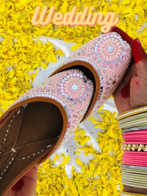 Wedding Collection : Pearl Pink Jutti for Women | Punjabi Jutti