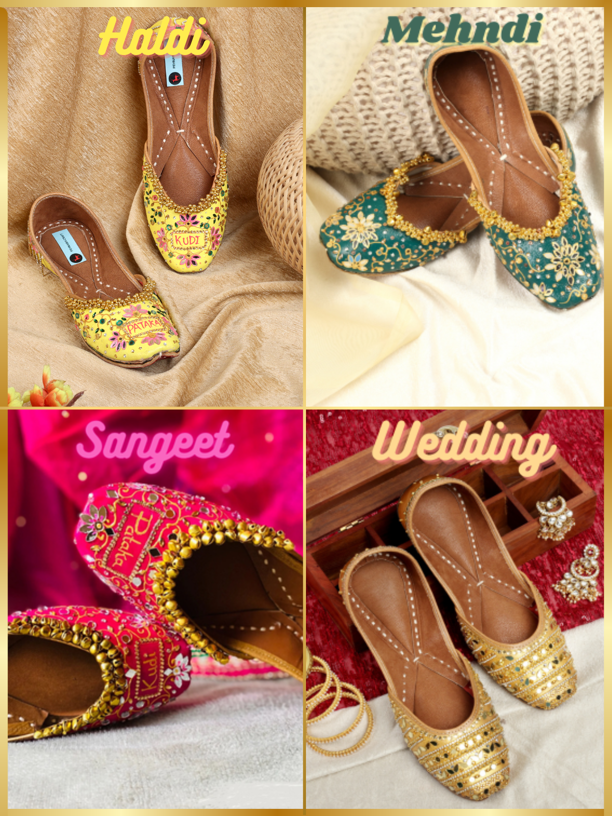 Bride's Journey : 4 Juttis for 4 Sacred Wedding Moments | Haldi Mehndi Sangeet & Wedding day Combo